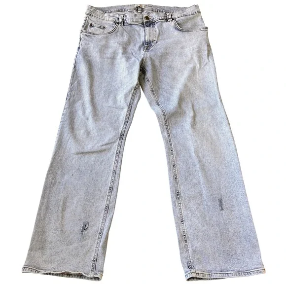 Tecovas Slim Jean Light Blue Acid Wash Stretch Denim Mens 38x30 Distressed - Picture 1 of 8
